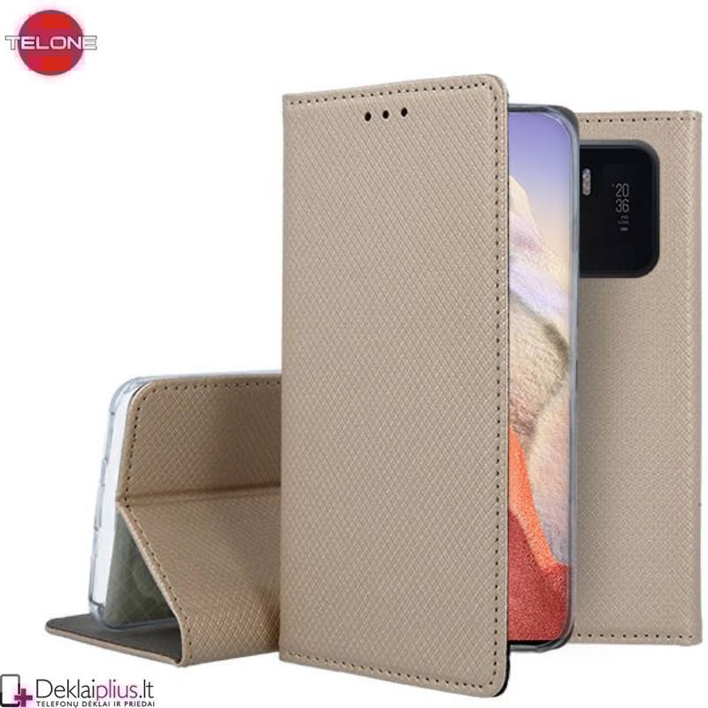 Telone atverčiamas dėklas - auksinės spalvos (Xiaomi Mi 11 Ultra) Telone atverčiamas dėklas - auksinės spalvos (Xiaomi Mi 11 Ultra)
